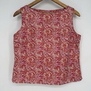 Y2K Paisley Top Women's Size 6 Evan Piccone Sleeveless Silk‎ Tank Pink Red